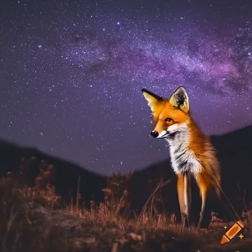 Fox gazing at the night sky on Craiyon