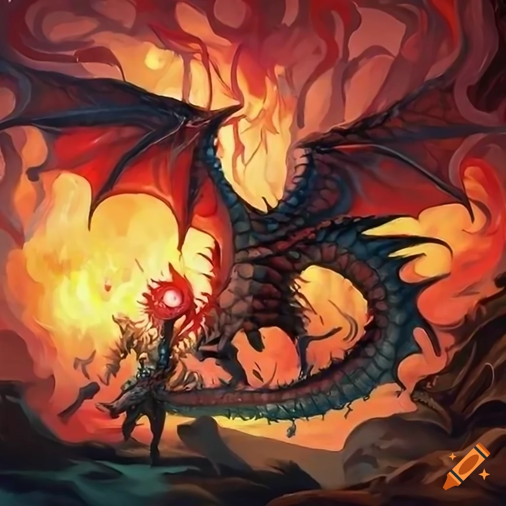 Oil painting of a fantasy battle scene inspired by Magic: The Gathering ...