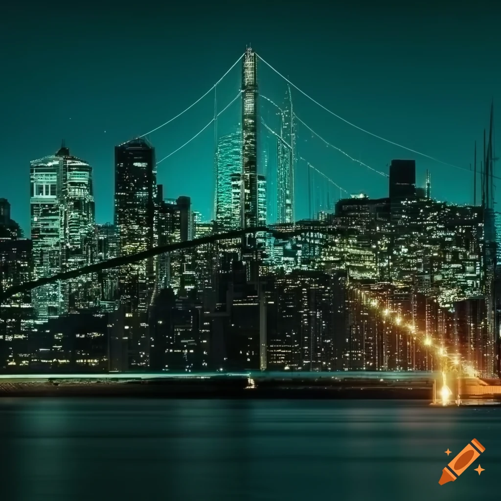 San Francisco night scene with a matrix background