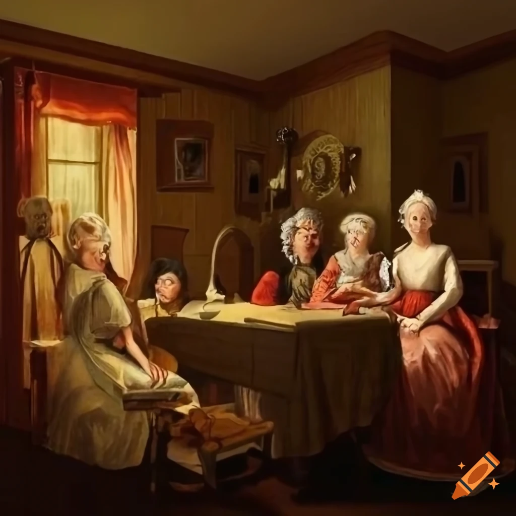 The Barton Family inside their home in Burlington, New Jersey 1774