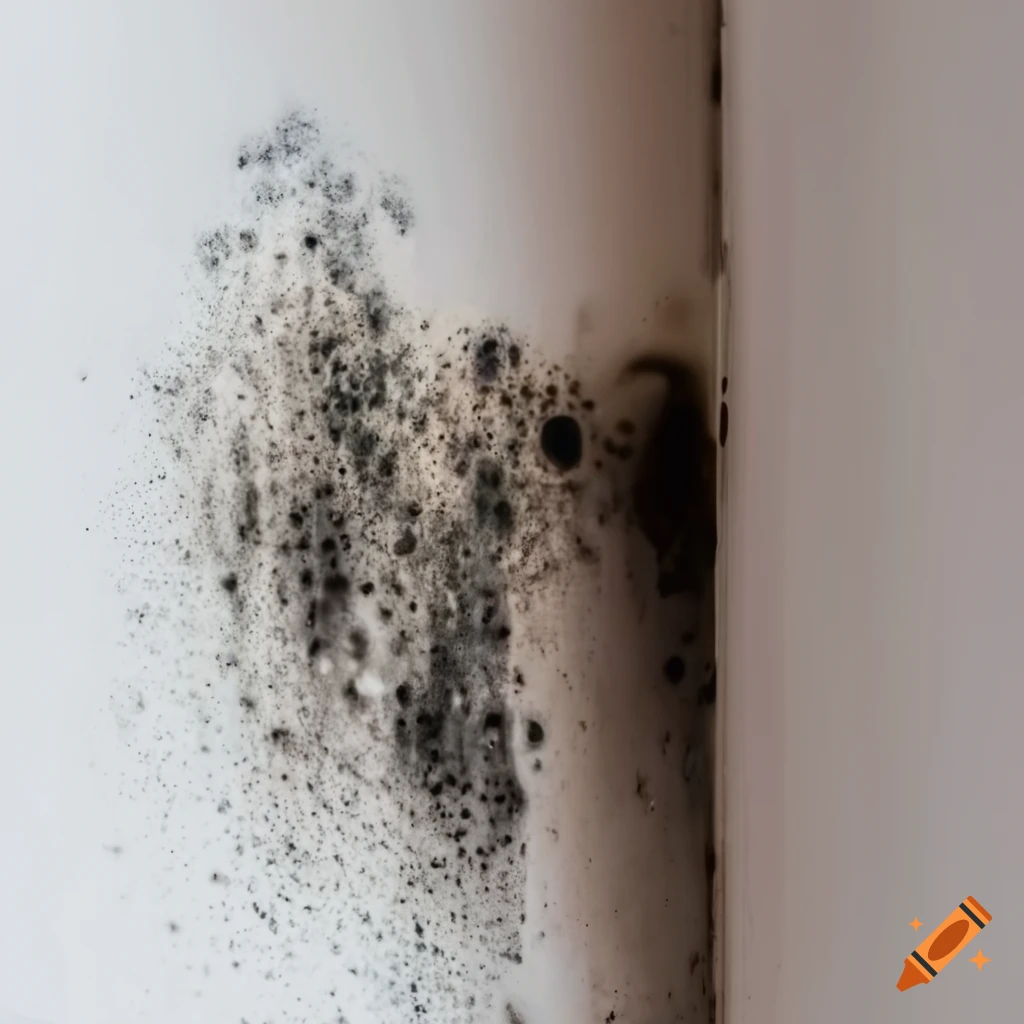 Black mold on a white wall in an apartment