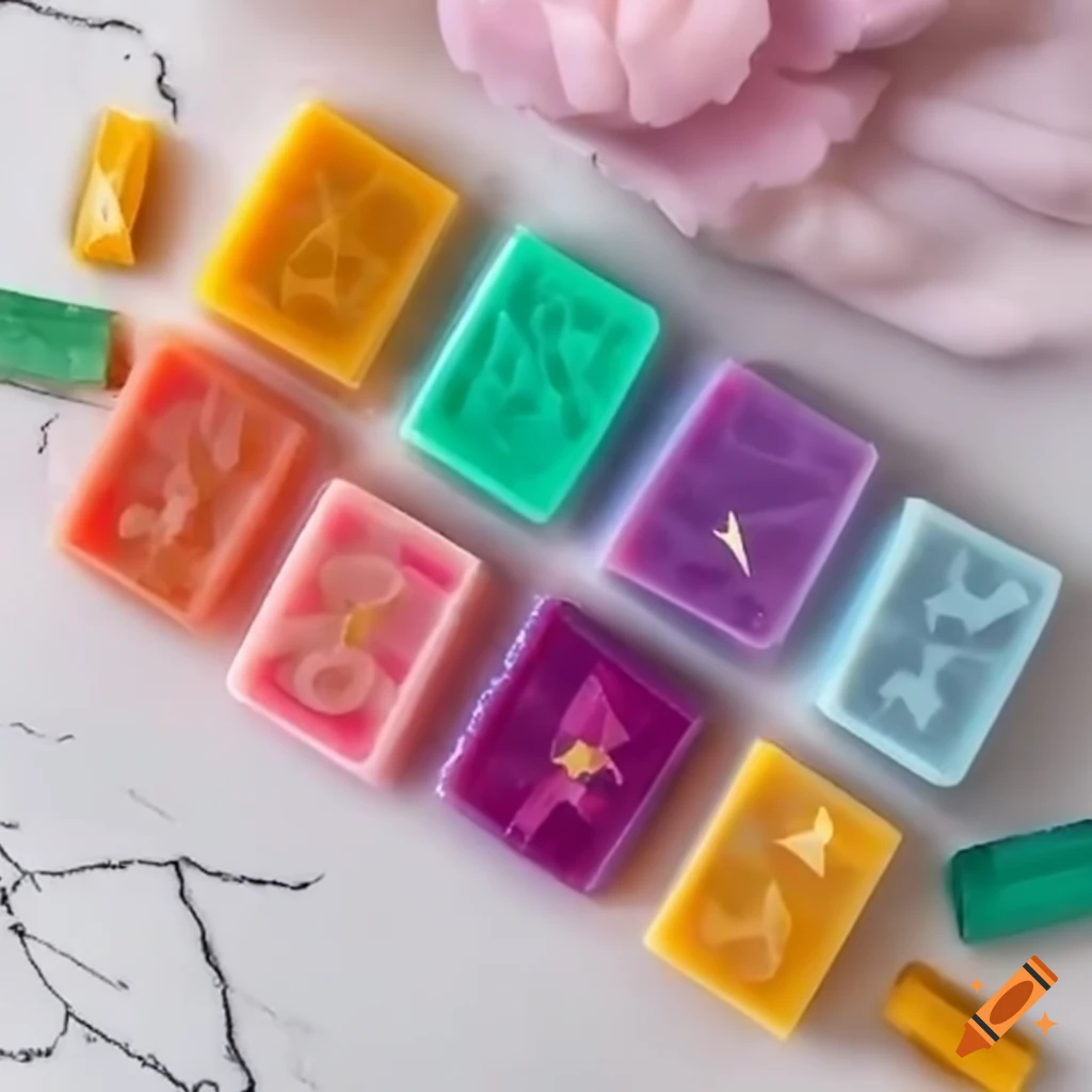 Steven Universe inspired gem soap bars on white counter