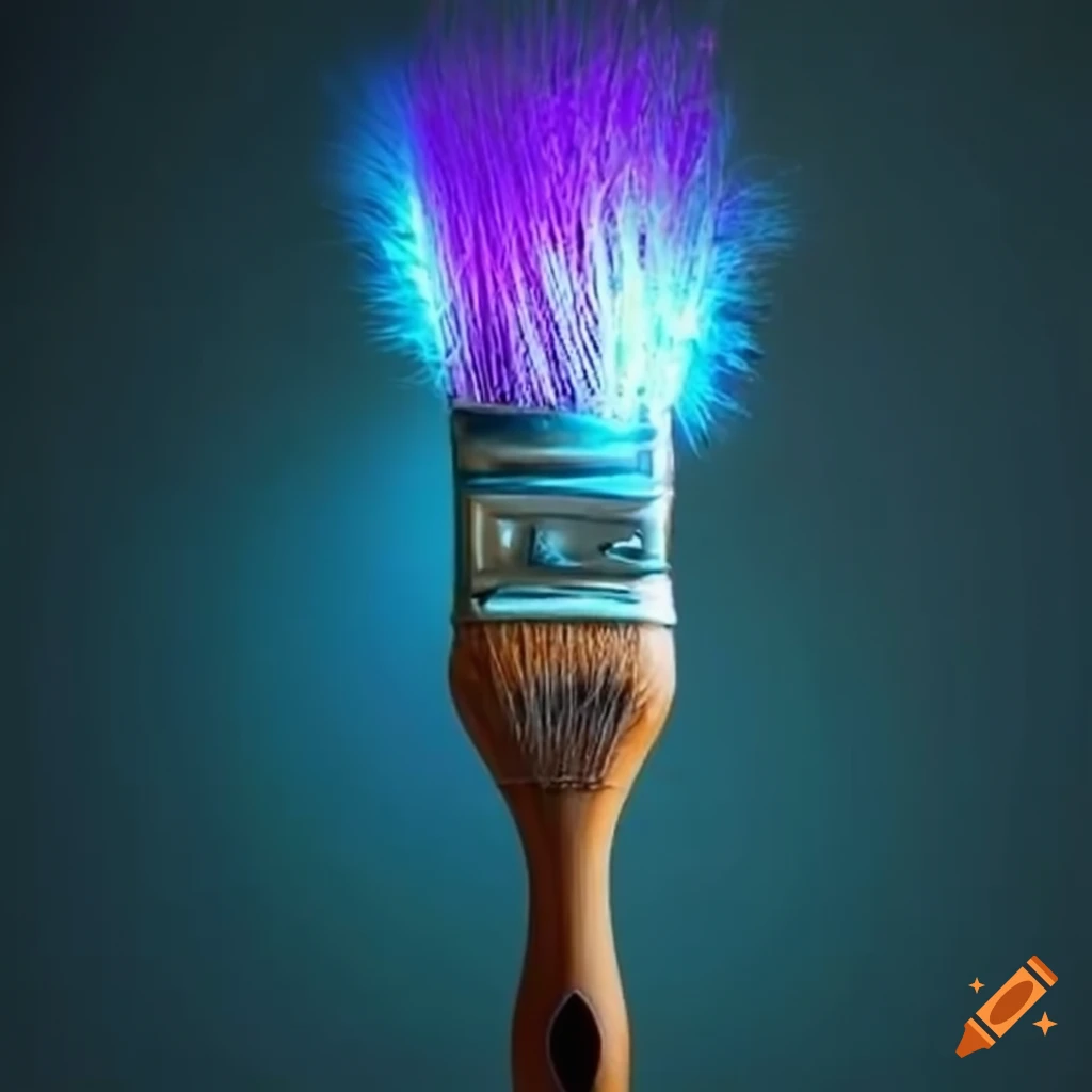 Magic paint brush with glowing bristles on Craiyon