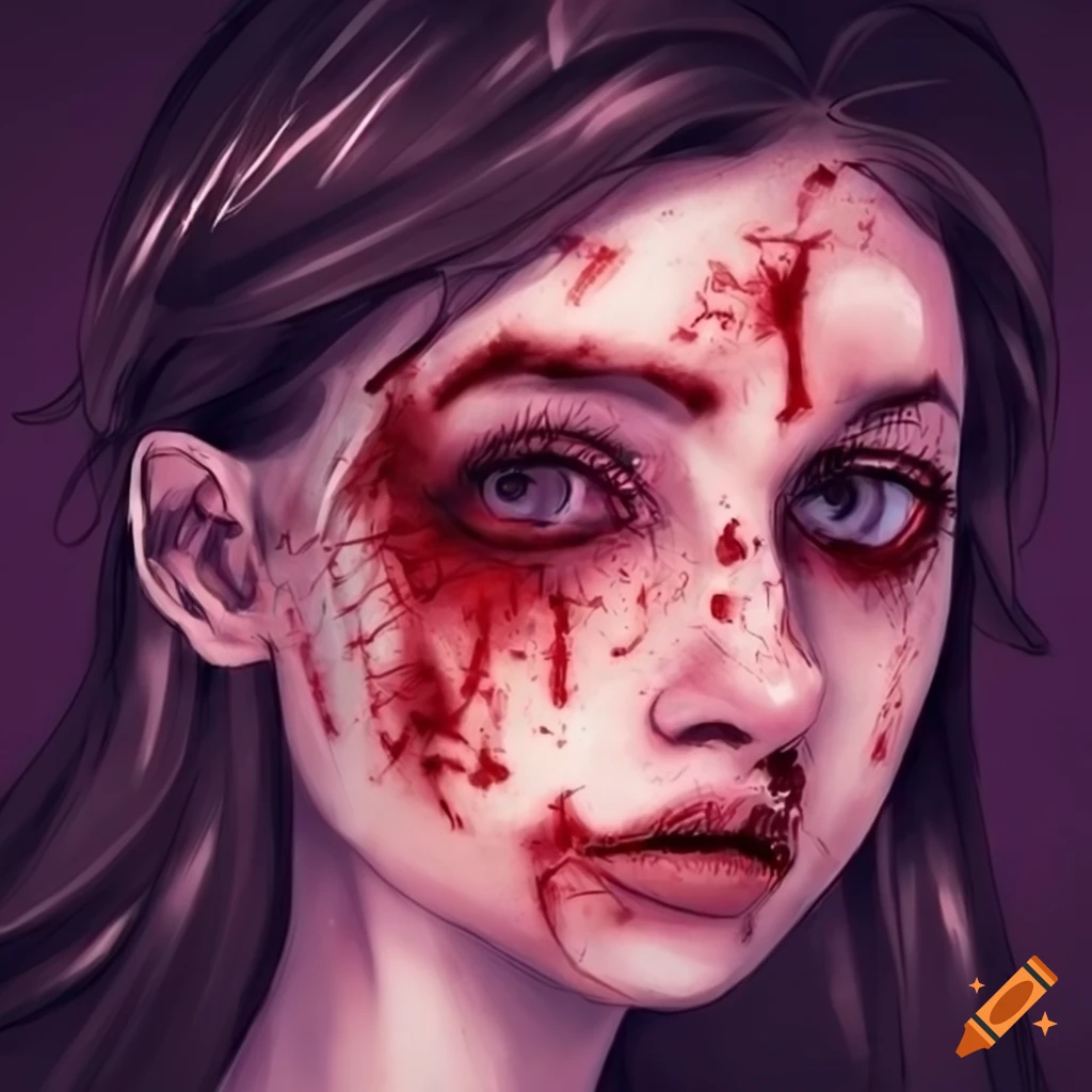 Girl with scratches on her face and stars in her eyes