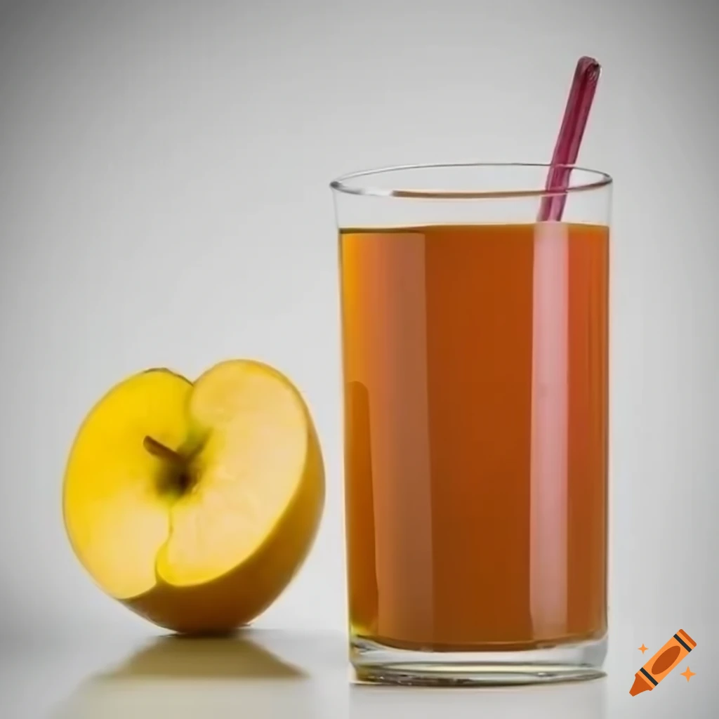 Glass of apple juice on a white background