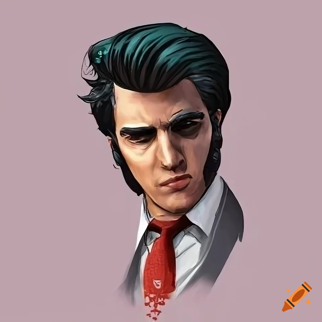 Italian mobster with GTA art style and Elvis hair