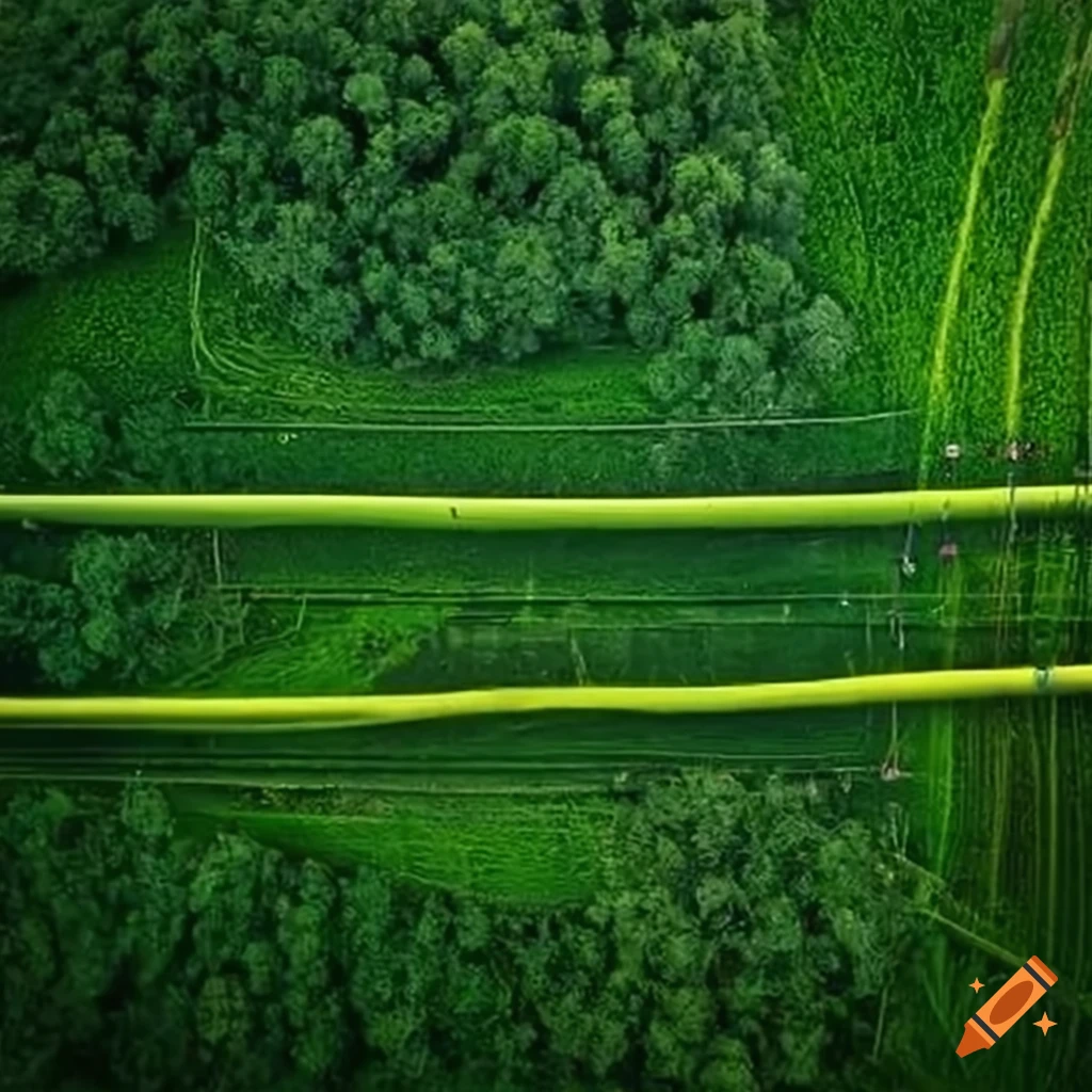 Underground cables under a green field