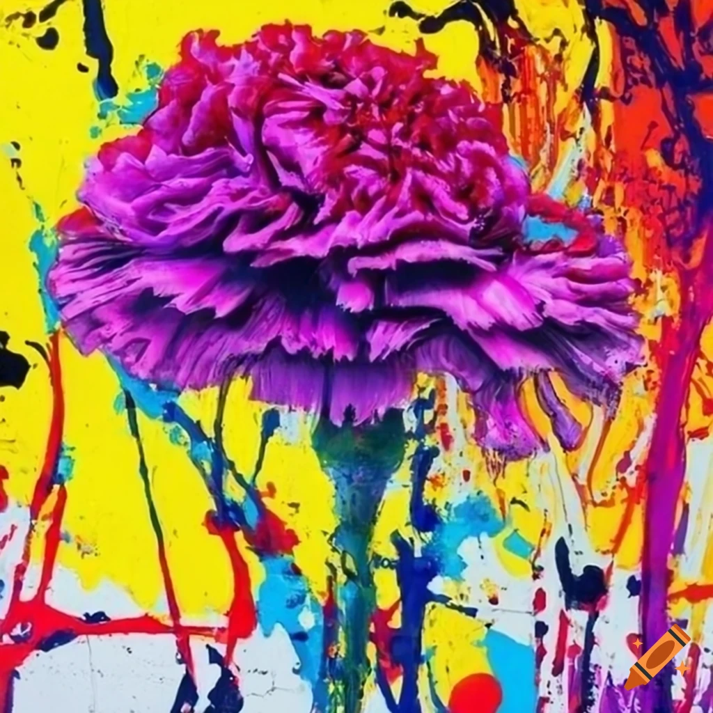 Abstract graffiti doodle of a carnation on textured background in expressionist style