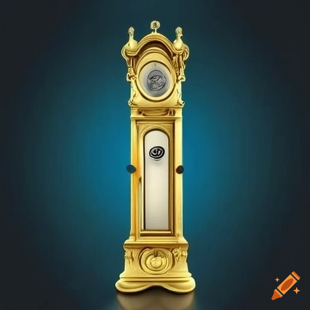 Gold grandfather clock on Craiyon