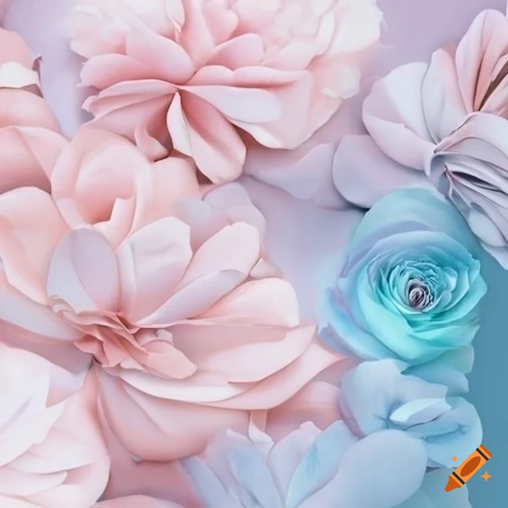 Pink rose gold and pale blue marble with matching flowers