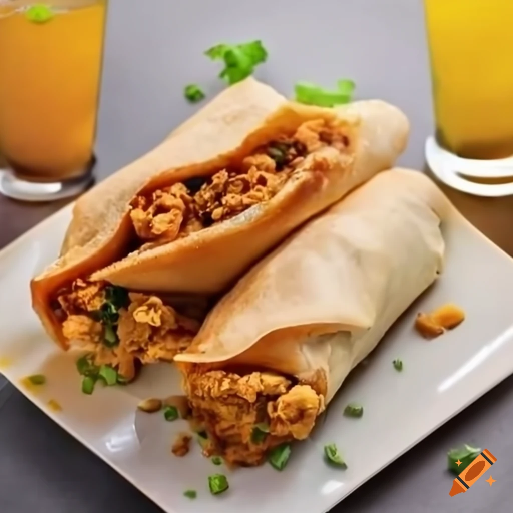 Double egg chicken roll meal with masala fries and cold drinks on Craiyon