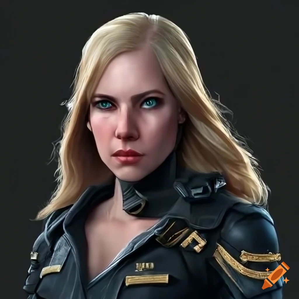 Starship female captain with photorealistic portrayal