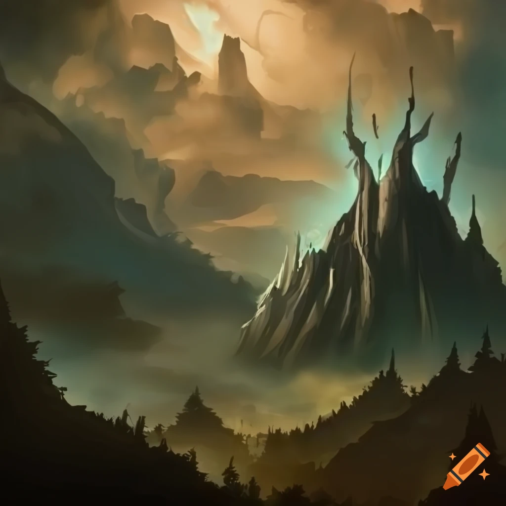 Eldritch mountain landscape on Craiyon