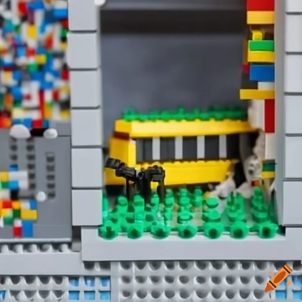 Lego bus crashed into a building