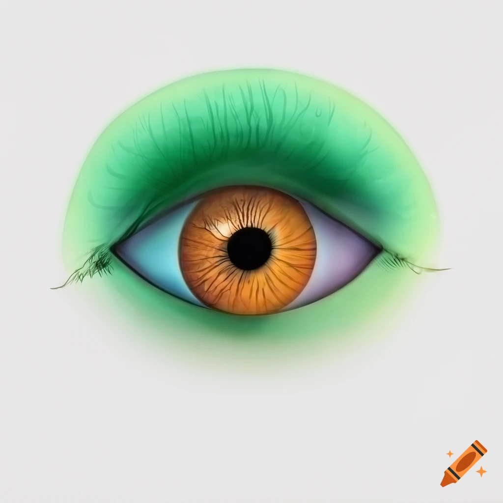 Tree leaf designed in the style of a human eye on a white background