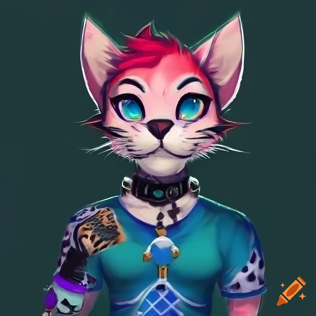 Character with a punk/goth look and blue jaguar features