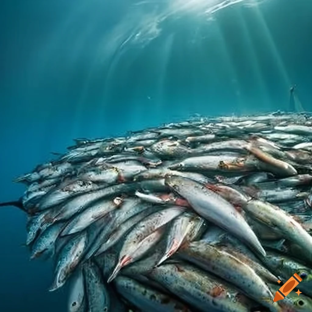 Fishermen harvesting a lot of fish