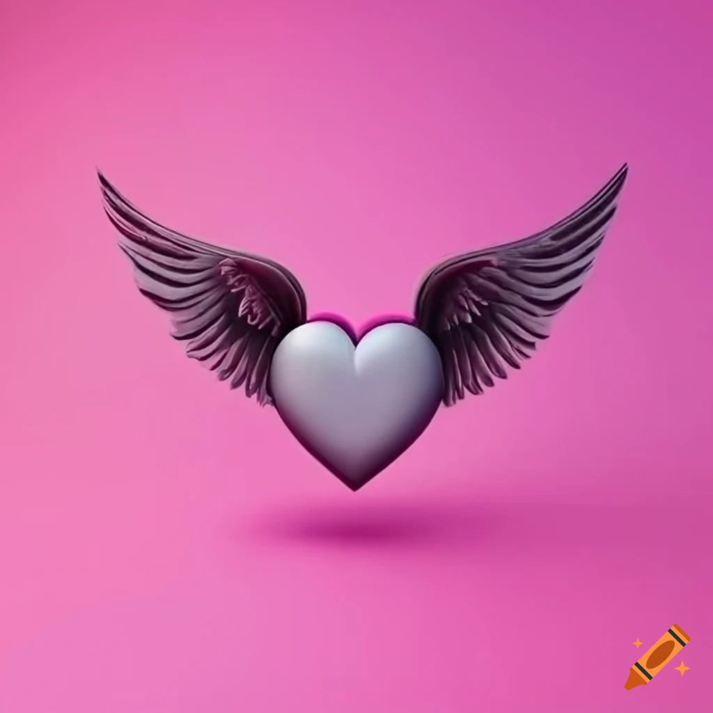 Pink heart with grey wings and a book inside, Par amour pour la lecture