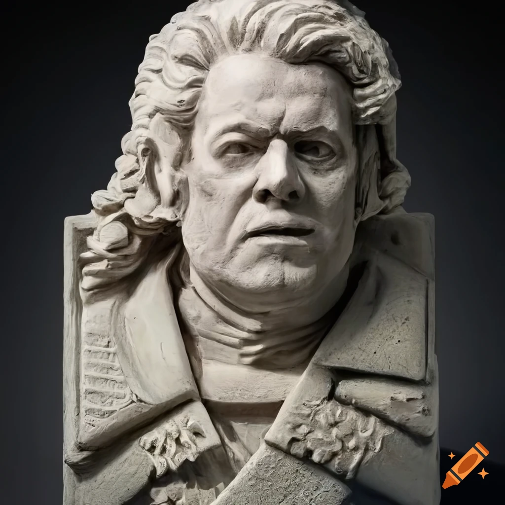 Intricately detailed stone sculpture of a political figure on Craiyon