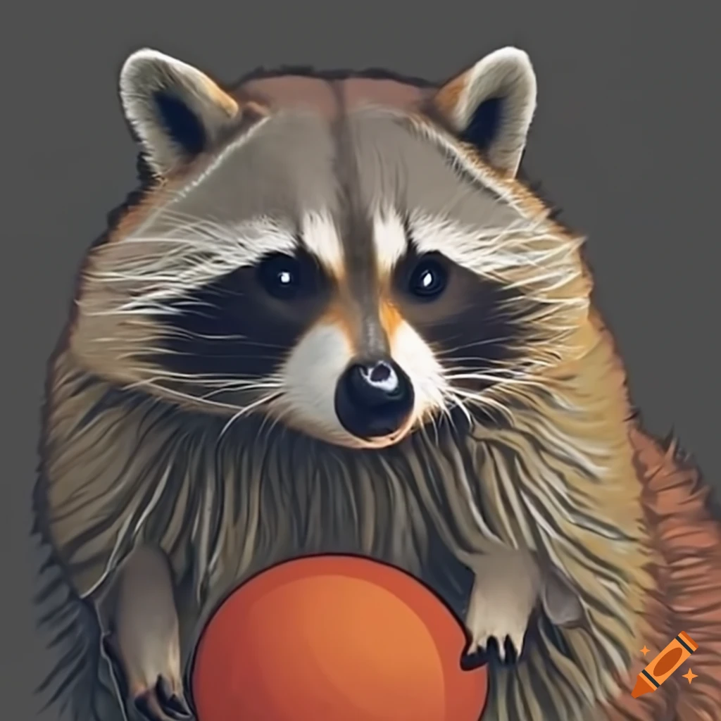 Raccoon playing kickball