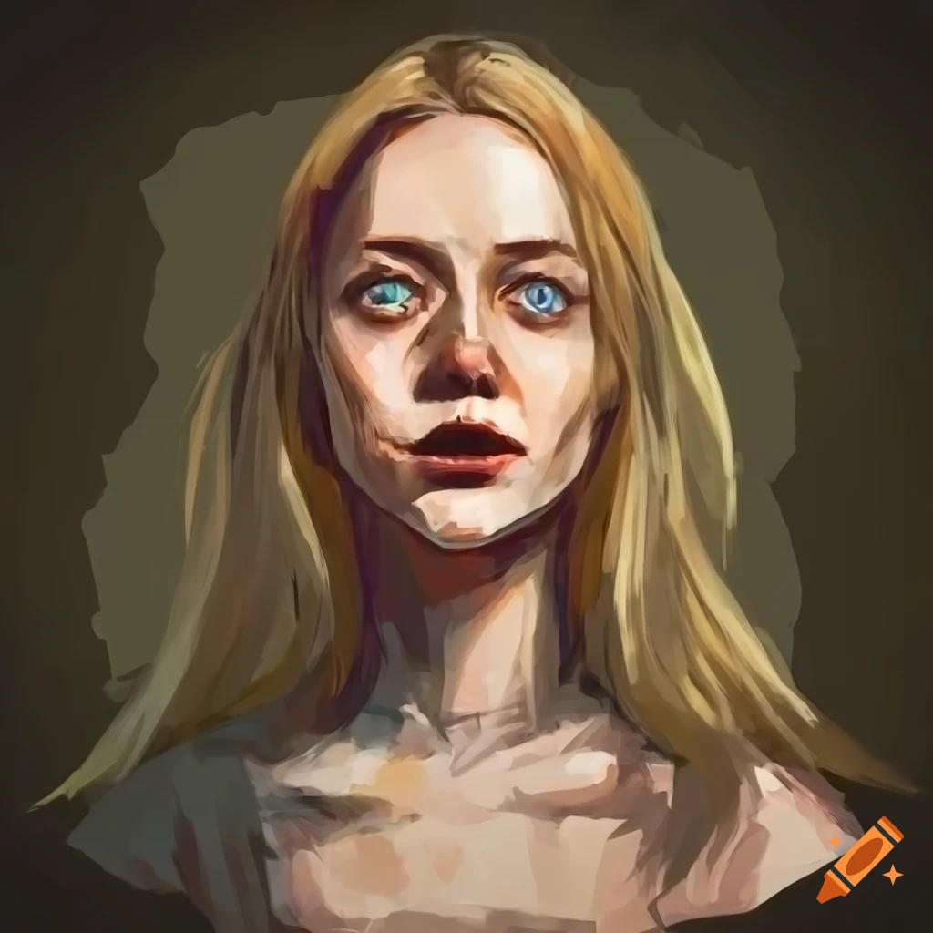 Young Woman With Blonde Hair Blue Eyes Distinctive Nose And Full Lips In Disco Elysium Art 6951
