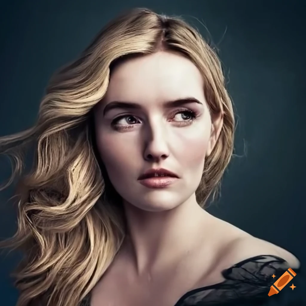Face swap between Kaitlyn Dever and Kate Winslet in a photo manipulation