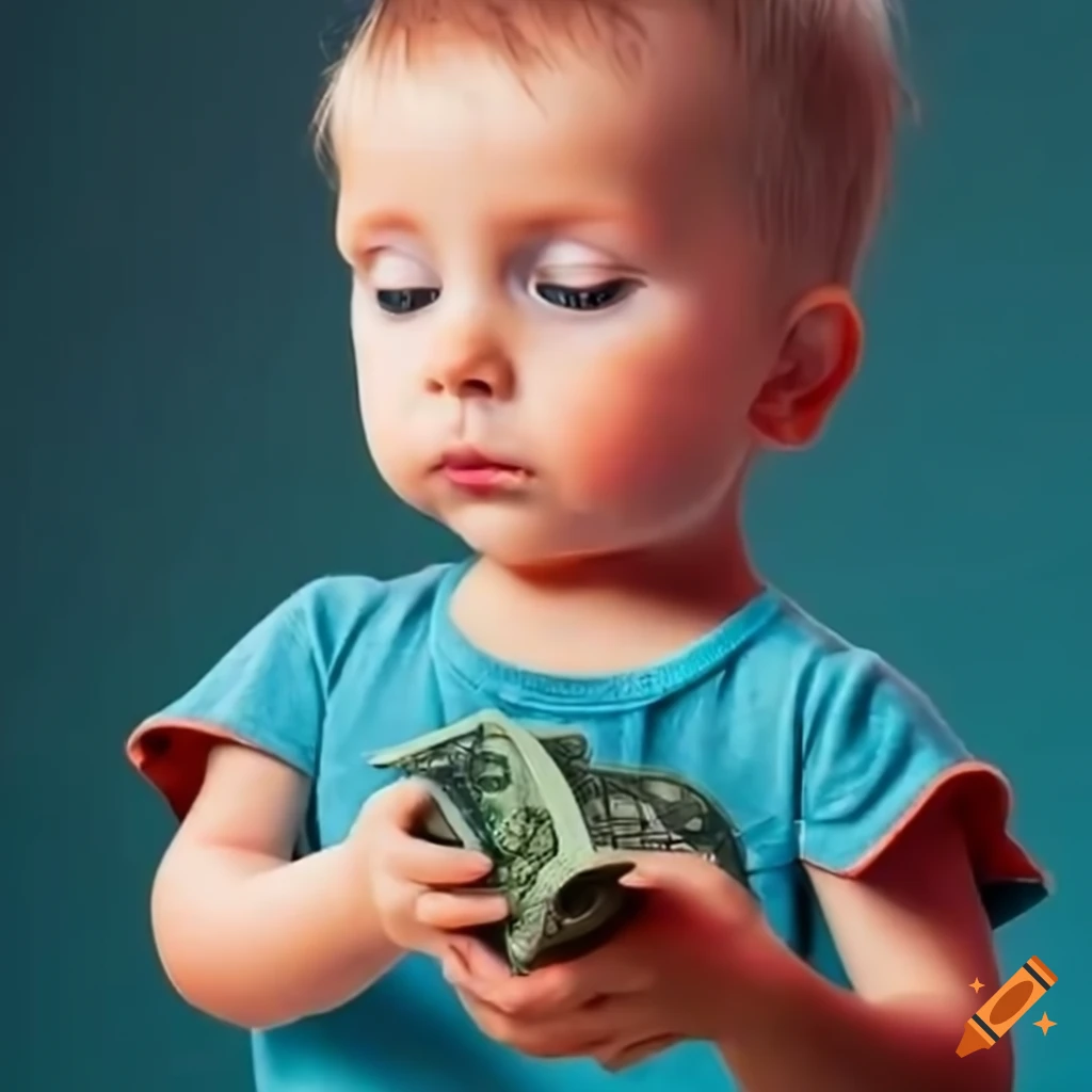 Person giving money to a small boy