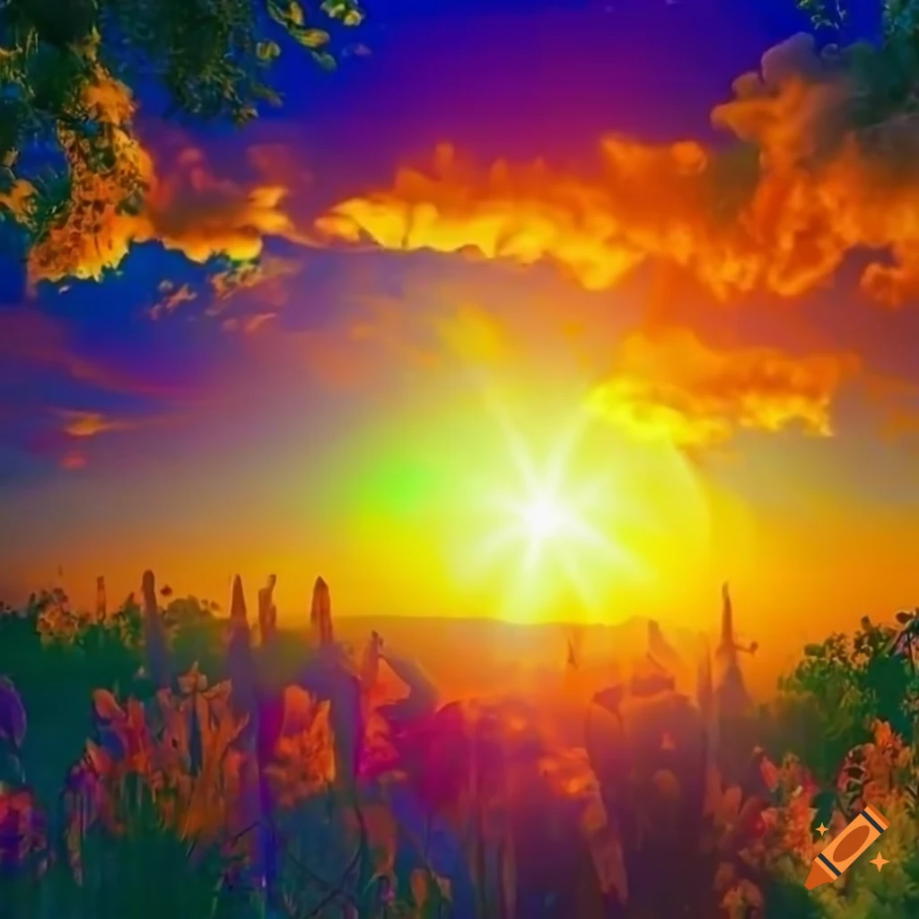 Colorful sunny summer day nature visuals on Craiyon