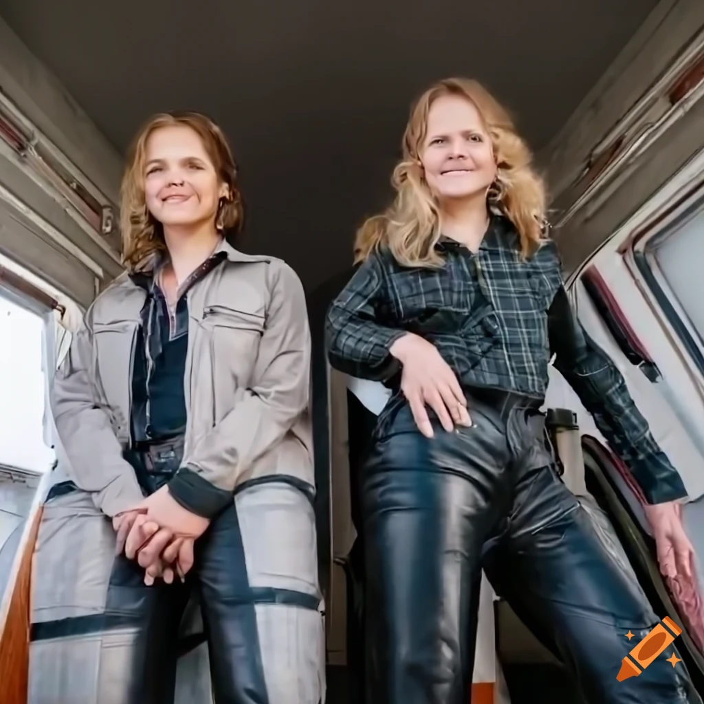 Irimia twins singing in a country style attire in a caravan doorway