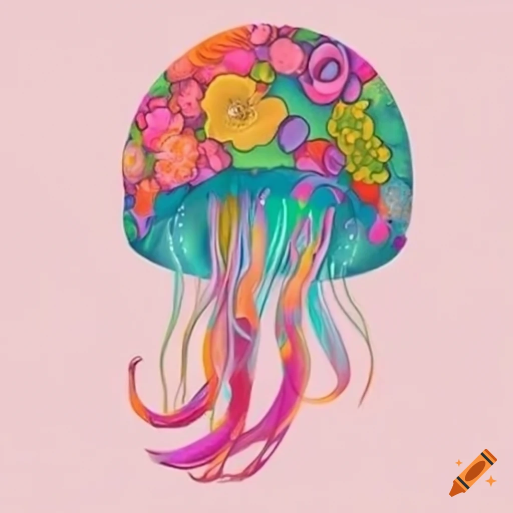 Beautiful intricate jellyfish with floral tentacles