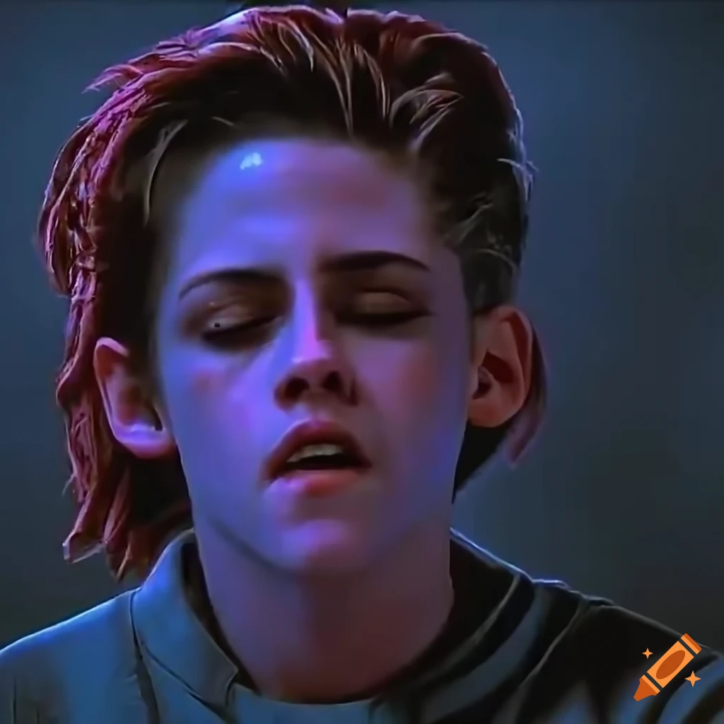 Bruised Kristen Stewart in a 90s movie fight scene
