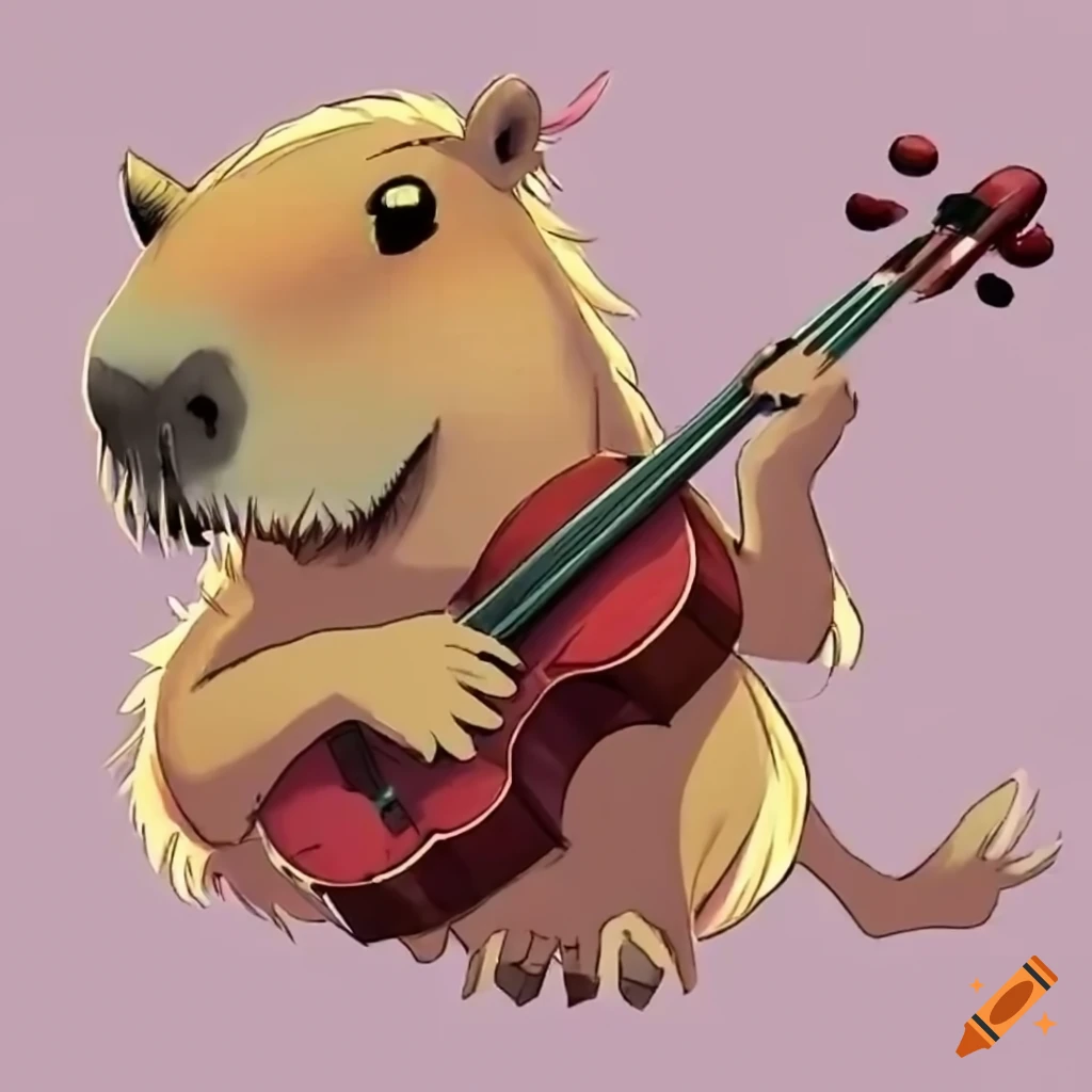Anime capybara playing a fiddle