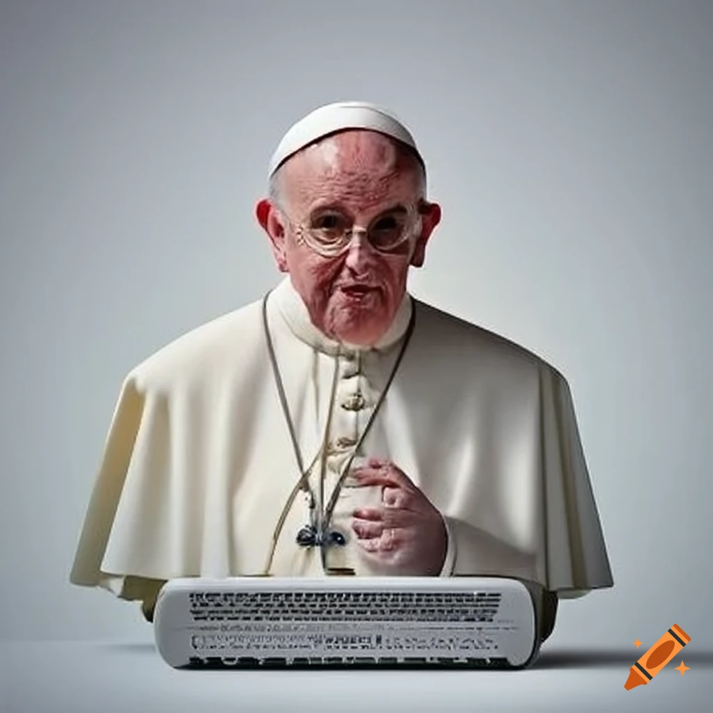 Religious figure holding a home internet router