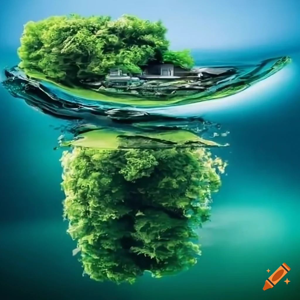 Technologies vertes dans un quartier au bord de l'eau avec une vague verte
