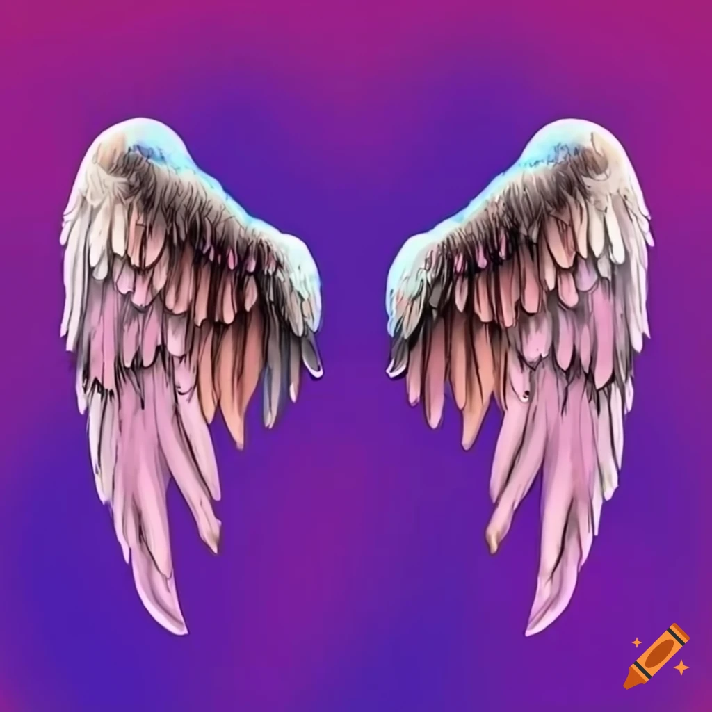 Angel wings with colorful lil peep style background
