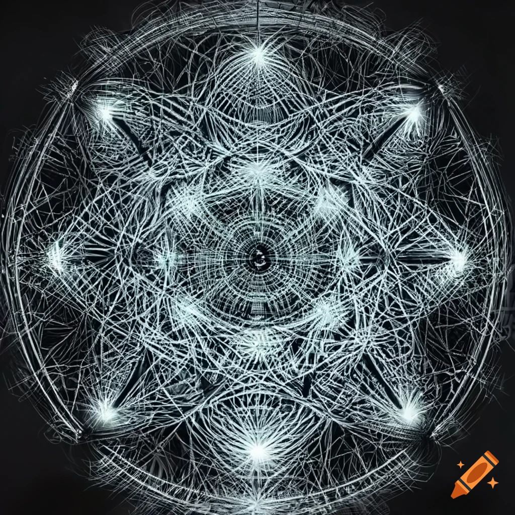 Intricate wireframe rendering of sacred Metatron's Cube symbol