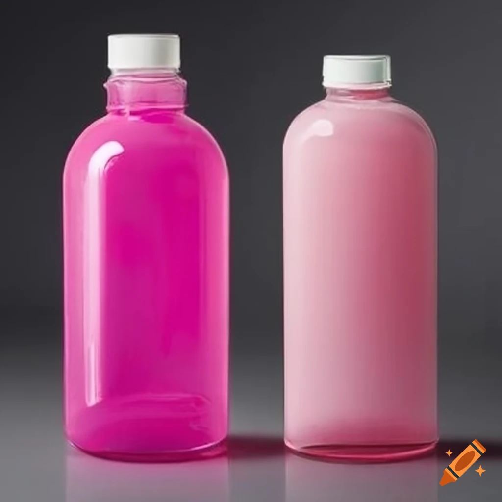 Pink body wash in a transparent bottle