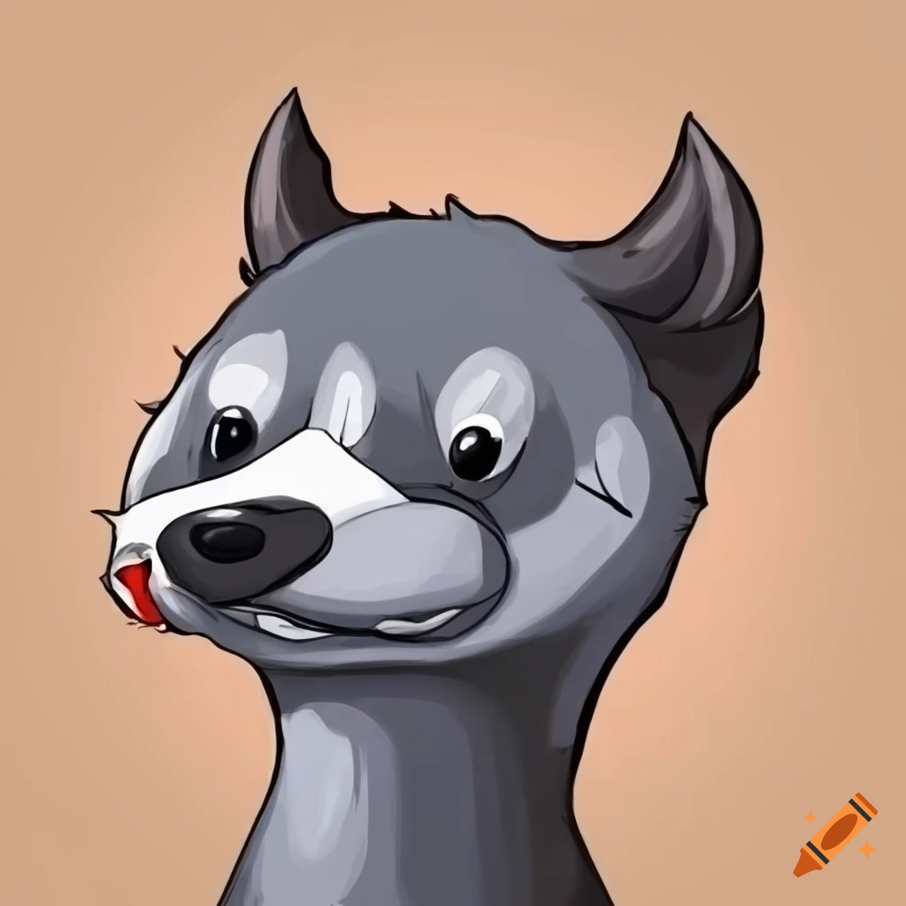 Mischievous cartoon badger drawing with a quill pen and devil horns