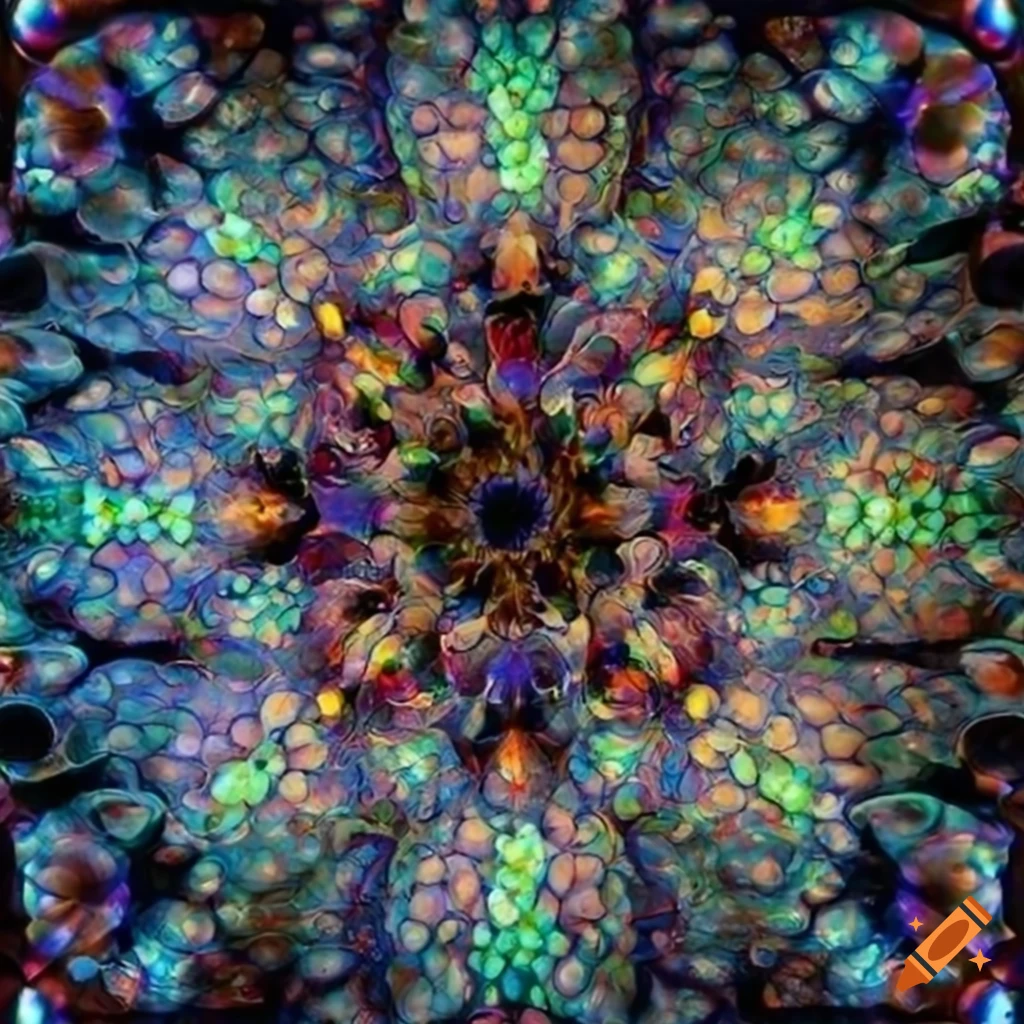 Flower mosaic bathtub in a dark setting
