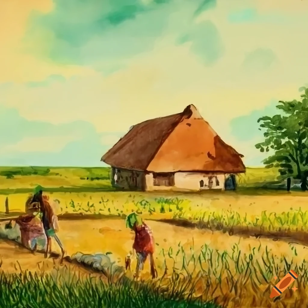 Shankari Art Farmer Drawing (Paper, 30 cm x 2 cm x 25 cm) : Amazon.in: Home  & Kitchen