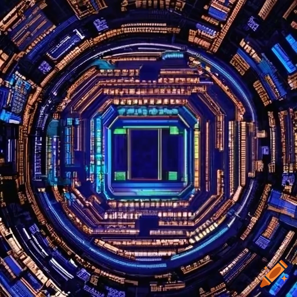 Futuristic earth representation as a silicon chip mosaic map on Craiyon