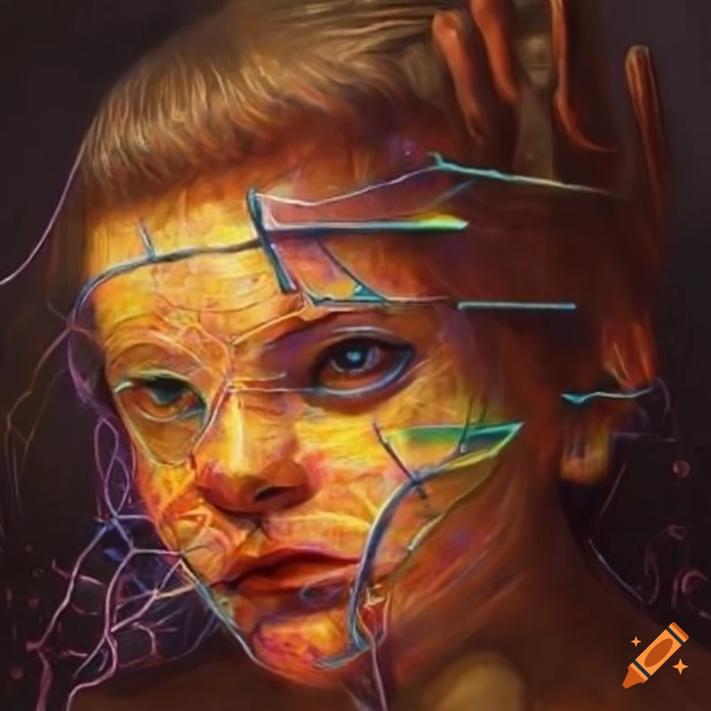 Abstract artwork symbolizing technology and human interaction