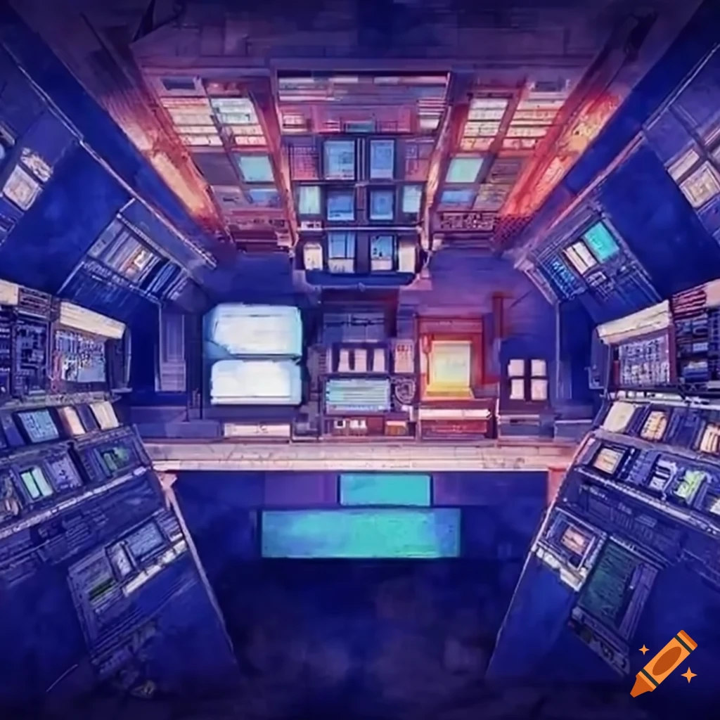 Interior design of a high-tech spacecraft control room