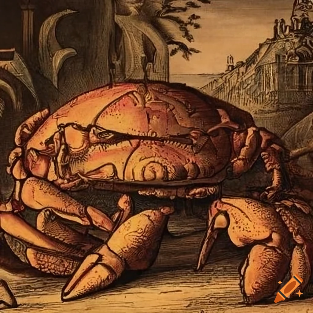 Tudor woodcut of St. George fighting a crab monster