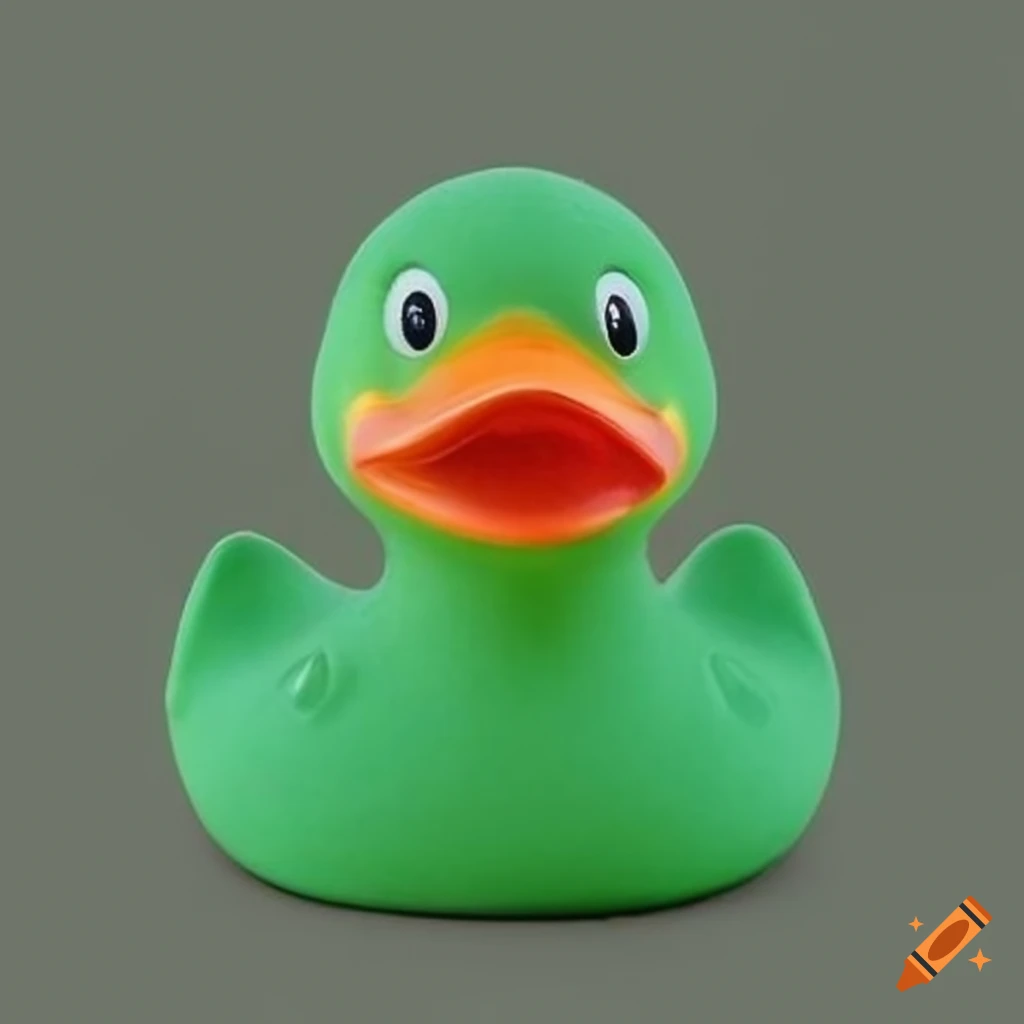Green rubber duck head with gold bill patch on Craiyon