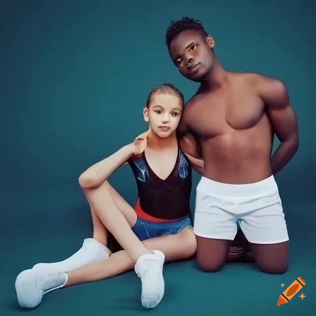 80s polaroid of a girl gymnast and a boy in sports attire on Craiyon