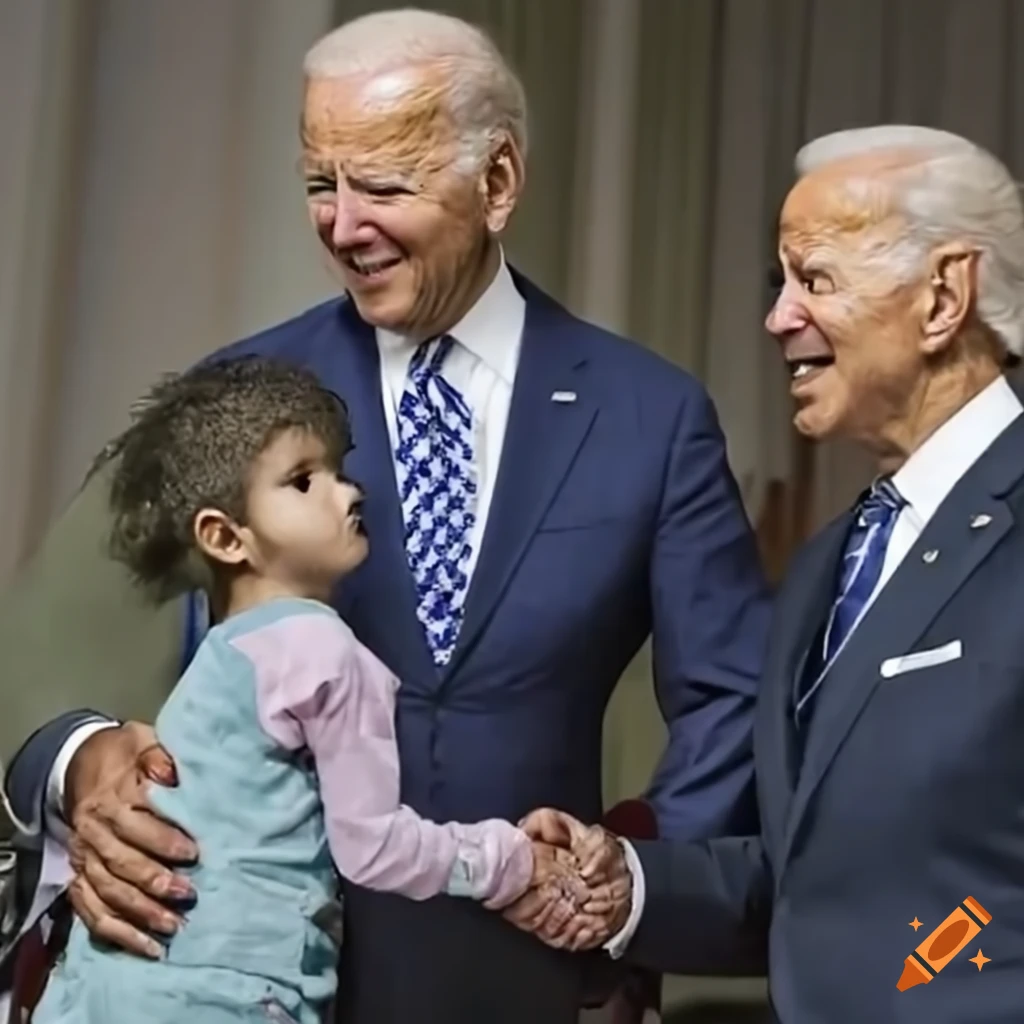 Joe Biden shaking hands with a child in Gaza hospital
