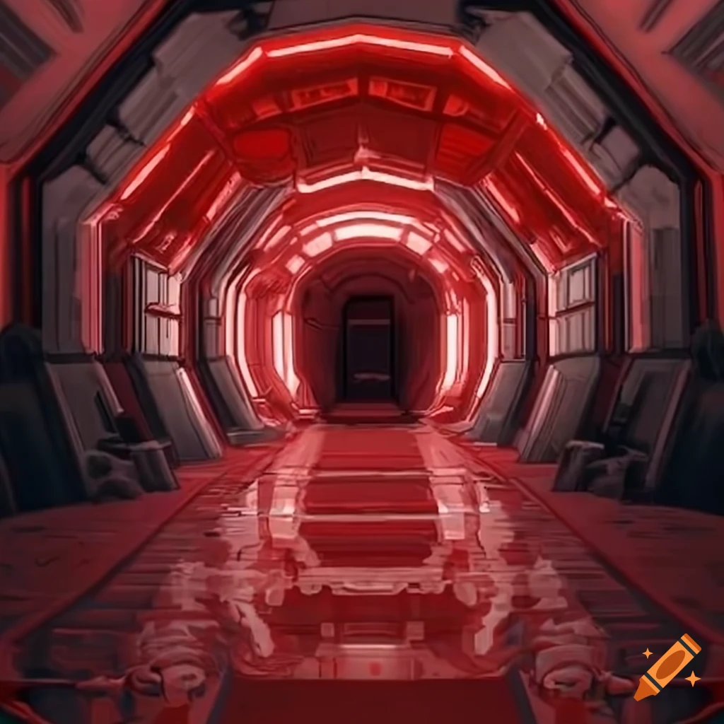 Star Wars-style corridor in crimson red cell