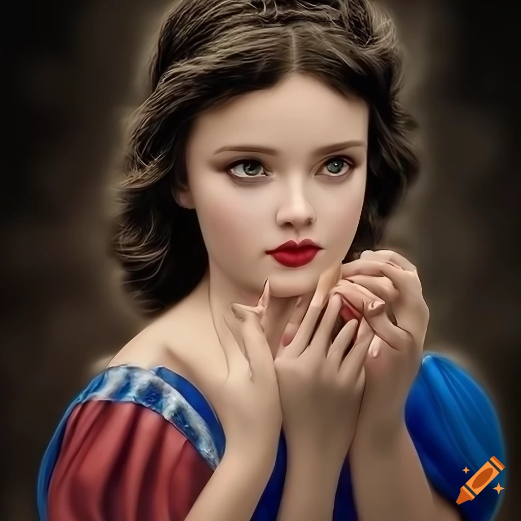 Snow white playing piano in an elegant and detailed portrait
