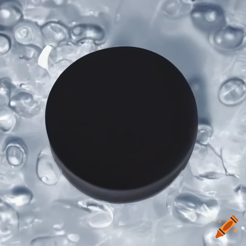 Frozen hockey puck on ice on Craiyon